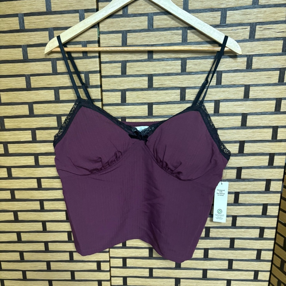 No Boundaries Burgundy Lace Trim Cami Size‎ XL